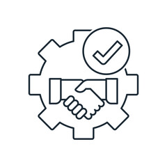 Cooperation. Mutual assistance. Mutual benefit. Vector linear icon isolated on white background.