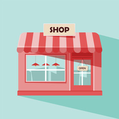 Store buildings. Local restaurant, shop, and business building exterior. Store or Shop Icon Flat Design. vector illustration.