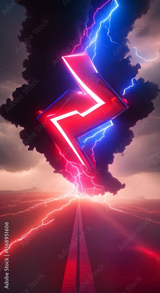 Poster lightning flash neon colors flashing collision red and blue background versus footage seamless loop 