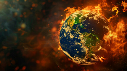 Burning Earth Depicting Climate Crisis
