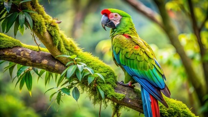 Obraz premium Green Macaw in Costa Rican Rainforest - AI Photo