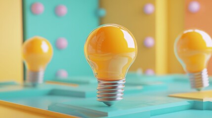 Illuminating ideas, a collection of light bulbs on table, representing inspiration and innovation