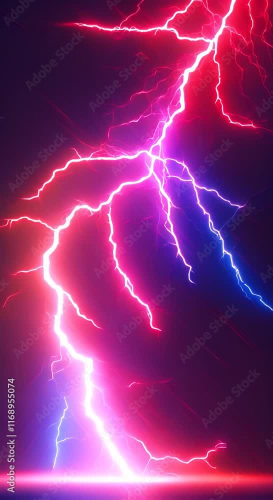 Poster flashing collision red and blue background versus footage seamless loop powerful colored lightnings 