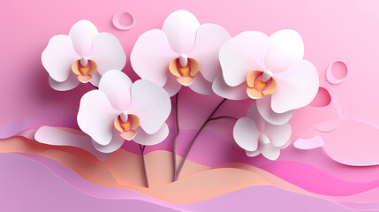 Phalaenopsis Orchids logo 3d vector papercut