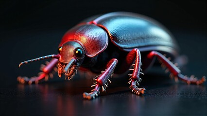 Fototapeta premium red bug on a black background