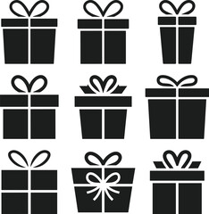 Set of Minimalist Gift Box Silhouette Vectors for Holidays and Celebrations