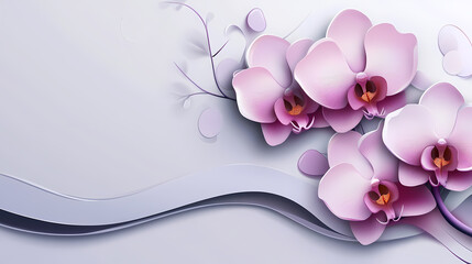 Phalaenopsis Orchids logo 3d vector papercut