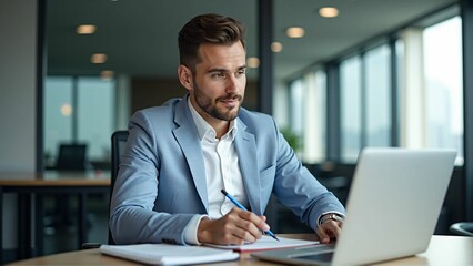 businessman working on laptop