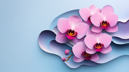 Phalaenopsis Orchids logo 3d vector papercut