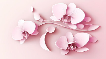 Phalaenopsis Orchids logo 3d vector papercut