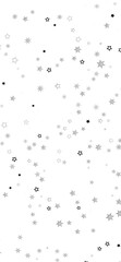 A digital illustration of silver stars scattered on a black background, creating a twinkling and festive atmosphere