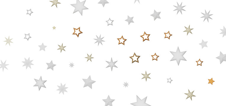 Abstract background featuring a pattern of silver and gold stars against a black background.