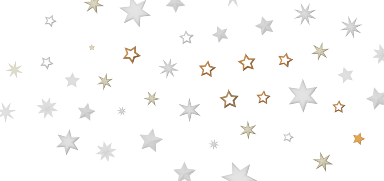 Abstract background featuring a pattern of silver and gold stars against a black background. - Powered by Adobe