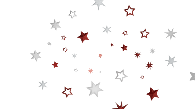 Abstract design with red and white stars on a black background