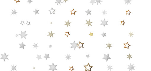 Abstract background with a pattern of gold and silver stars on a black background.