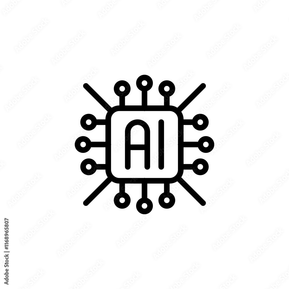 Poster ai monitoring line icon. linear style sign for mobile concept and web design. outline vector icon.