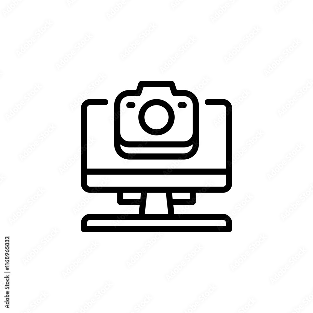 Poster remote monitoring line icon. linear style sign for mobile concept and web design. outline vector ico