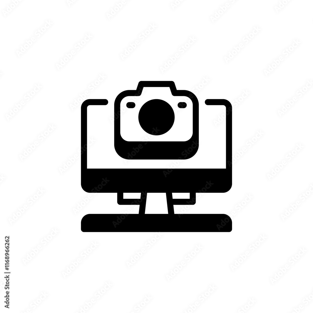 Poster remote monitoring line icon. linear style sign for mobile concept and web design. outline vector ico