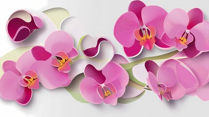 Phalaenopsis Orchids logo 3d vector papercut