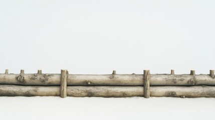 Naklejka premium Wooden logs stacked in winter landscape nature scene minimalist environment horizontal view rustic concept