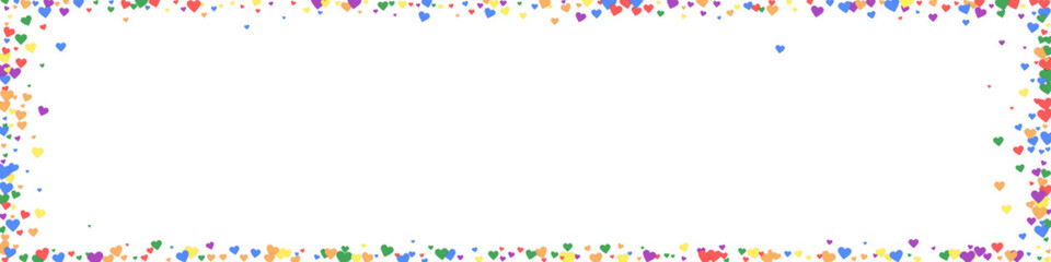 Rainbow colored scattered hearts. LGBT valentine