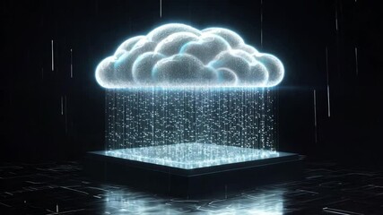 Interactive cloud gaming experience depicted in futuristic digital art with luminous rain particles