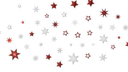 A simple abstract design with red and white stars on a black background.