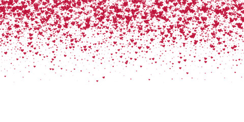 Red hearts scattered on white background.