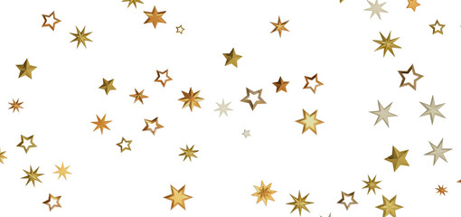 A whimsical pattern of shining gold stars against a dark background, evoking a sense of wonder and magic.