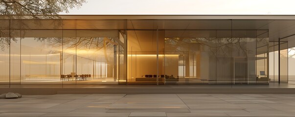 Obraz premium corporate office building with minimalist glass windows and clean design
