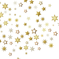 A black background with many golden stars of different sizes scattered across the canvas. The stars sparkle and shine with a soft golden glow.