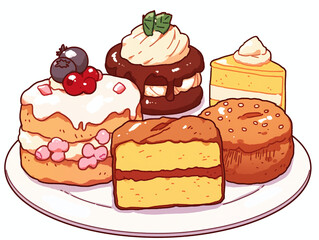 Assortment of Colorful and Delicious Cakes