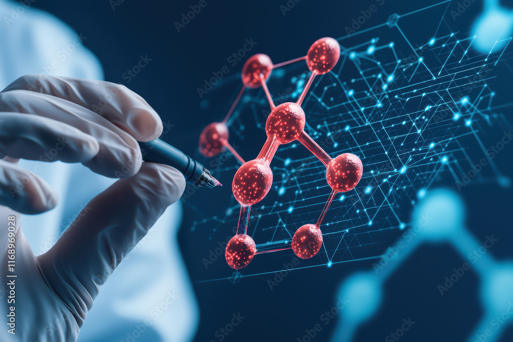 Aufkleber scientist fine tuning molecular data with precision