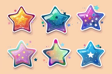Obraz premium Colorful star stickers on soft background