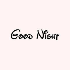 Good Night Text Typography isolated on light background