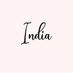 India Text Typography isolated on light background