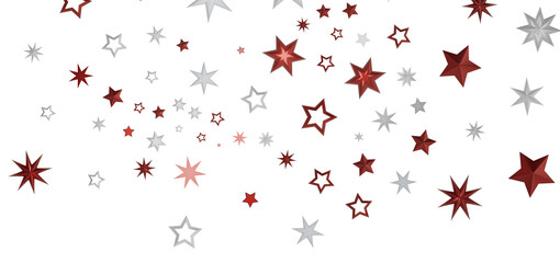 A festive design with red and white stars scattered on a black background, conveying a sense of celebration and joy.