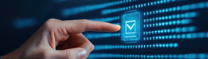 Hand interacting with digital hologram interface