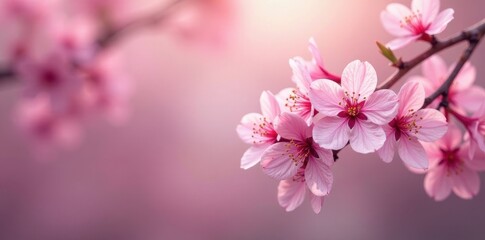 Naklejka premium Delicate pink blossoms, soft focus, floral backdrop, floral, pretty in pink