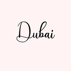 Dubai Text Typography isolated on light background