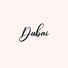 Dubai Text Typography isolated on light background