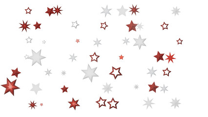 Scattered red and white stars on a black background, creating a festive and sparkling effect