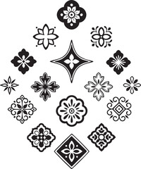 Set of ornament minimalist styles line isolated vector clipart 