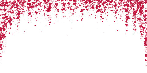 Red hearts scattered on white background.