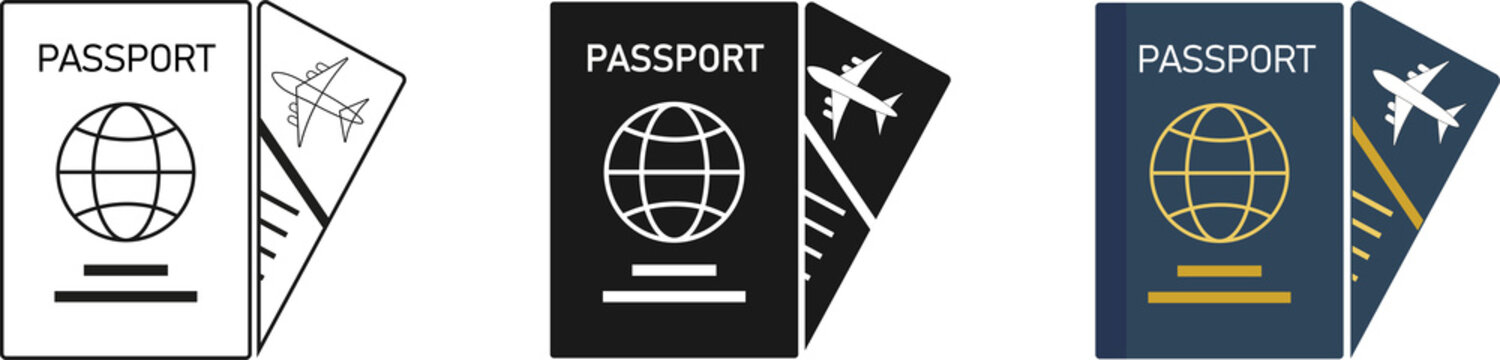 International passport, illustration of passport, passport icon png. outline and filled vector illustration. passport with mark symbol Line art editable icon, PNG