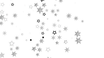 Abstract Silver Stars on Black Background
