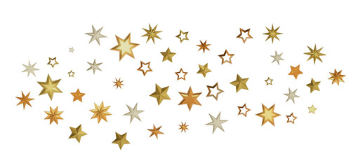 A scattering of golden stars on a black background. This creates a festive and celebratory atmosphere,  perfect for a holiday card or design.
