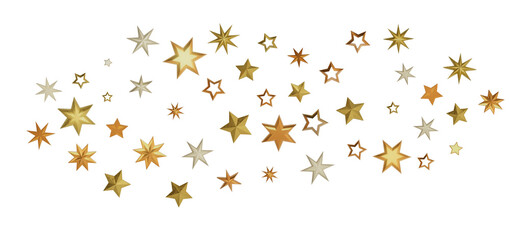 Golden stars scattered on a black background