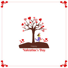 Vector illustration of Happy Valentine's Day social media template