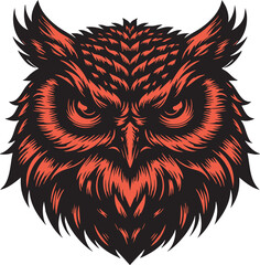 Ferocious Owl Head with Angry Expression